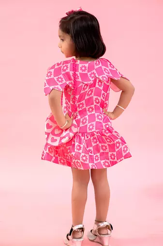 Flower Print Dress With Sling Bag