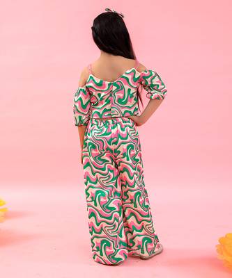 Heart Shape Crop Top With Wavy Print Pants 3