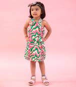 Haltered Neck Wavy Print Dress