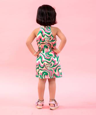 Haltered Neck Wavy Print Dress 2