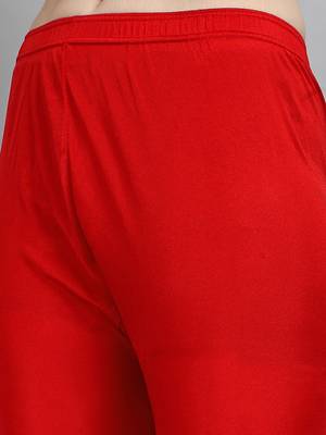 Red embroidered chanderi Kurta Pant With Dupatta 4