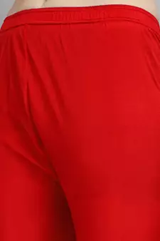 Red embroidered chanderi Kurta Pant With Dupatta