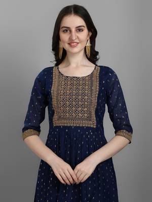 Navy-blue embroidered chanderi salwar 2