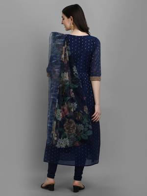 Navy-blue embroidered chanderi salwar 3