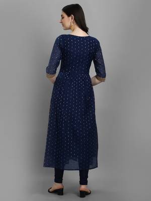 Navy-blue embroidered chanderi salwar 4
