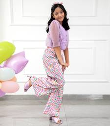 Stylish Scalaped Organza Top With Multicolour Pants