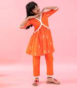 Orange Peplum Embroidered Kurta With Pant And Dupatta