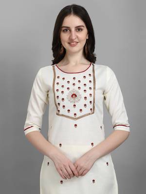 White embroidered cotton Kurta Pant With Dupatta 2