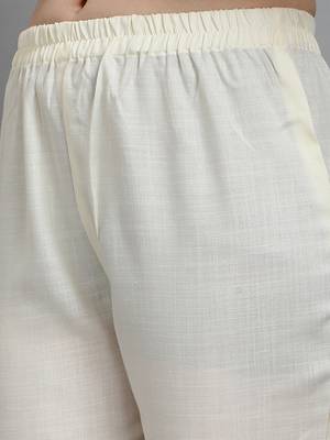 White embroidered cotton Kurta Pant With Dupatta 4