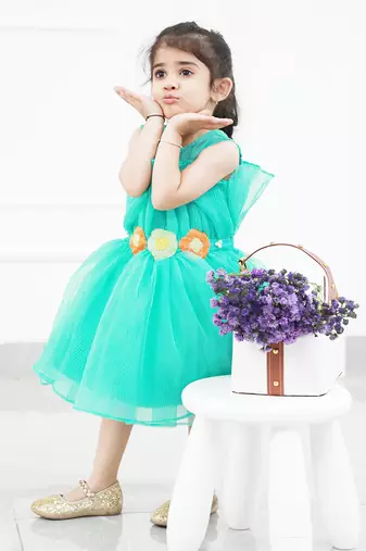 Pleated Mint Green Fancy Dress