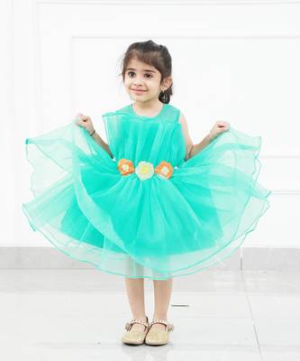 Pleated Mint Green Fancy Dress 1
