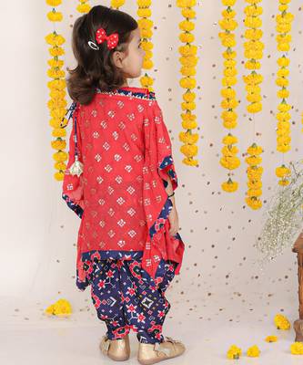 Tart Red One Shoulder Top With Sequins Embroidered Cape And Patola 3
