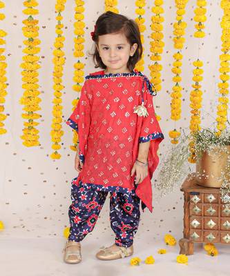 Tart Red One Shoulder Top With Sequins Embroidered Cape And Patola 1