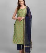 Light-green jacquard cotton silk Kurta Pant With Dupatta