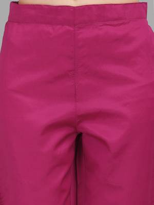 Rani-pink jacquard cotton silk Kurta Pant With Dupatta 3