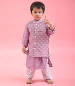 Heavy Embroidered Jacket With Silk Kurta And Chudidar