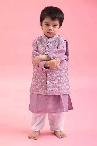 Heavy Embroidered Jacket With Silk Kurta And Chudidar