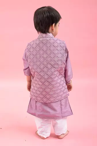 Heavy Embroidered Jacket With Silk Kurta And Chudidar