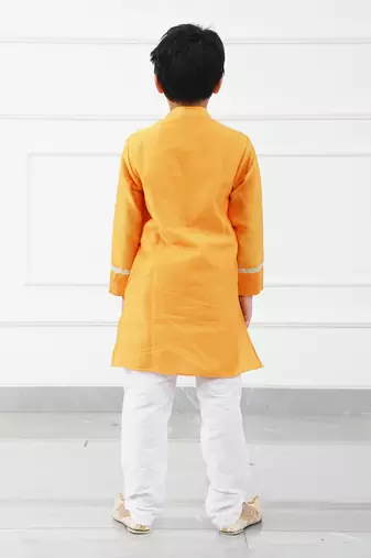 Orange Chanderi Kurta With White Chudidar