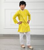 Flap Style Yellow Kurta With Pyjama