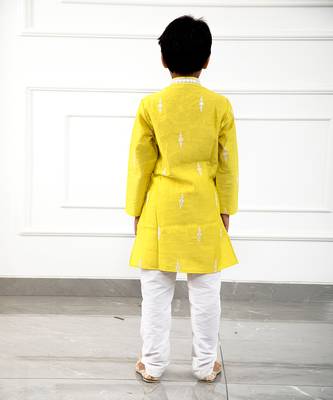 Flap Style Yellow Kurta With Pyjama 2