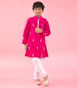 White Embroidered Pink Kurta With Pyjama