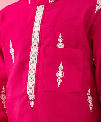 White Embroidered Pink Kurta With Pyjama 2