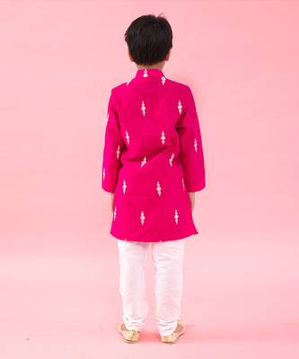 White Embroidered Pink Kurta With Pyjama 3