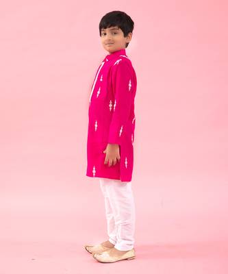 White Embroidered Pink Kurta With Pyjama 4