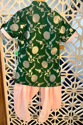 Multicolour Brocade Kurta And White Pyjama