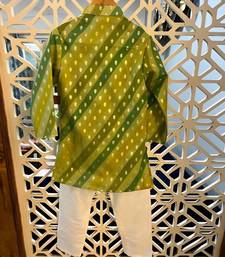 Brocade Embroidered Leheriya Printed Multicolour Kurta And White Pyjama