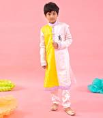 Yellow And Light Pink Two Tone Ethnic Kurta And Pyjama