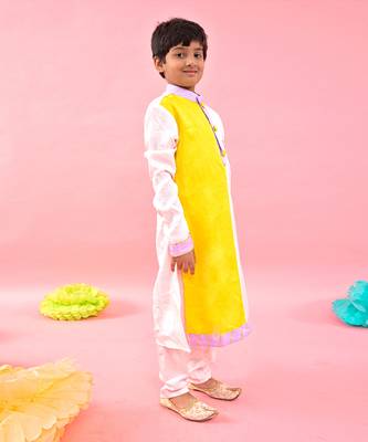 Yellow And Light Pink Two Tone Ethnic Kurta And Pyjama 4
