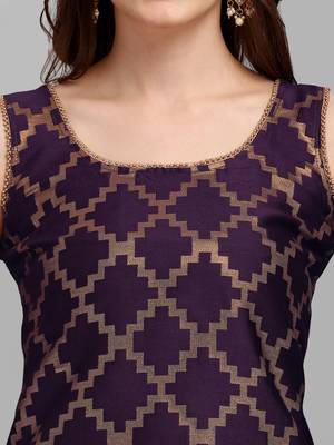Purple jacquard cotton silk Kurta Pant With Dupatta 5