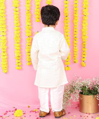 Sequins Embroidered Off White Kurta And Patiala 6