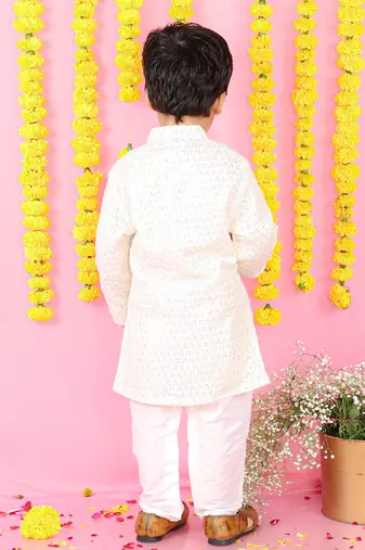Sequins Embroidered Off White Kurta And Patiala