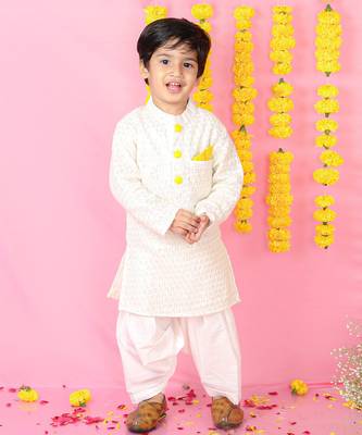 Sequins Embroidered Off White Kurta And Patiala 1