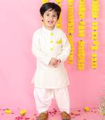 Sequins Embroidered Off White Kurta And Patiala