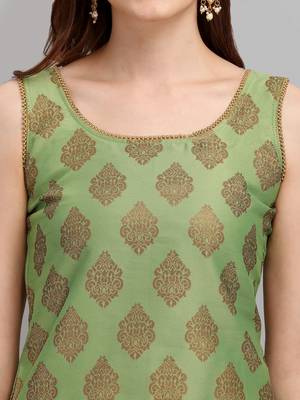 Light-green jacquard cotton silk Kurta Pant With Dupatta 5