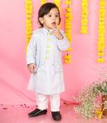 Tiny Floral Thread Work Jacket With Kurta And Pyjama