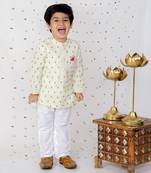 Thread Embroidered Kurta And White Pyjama