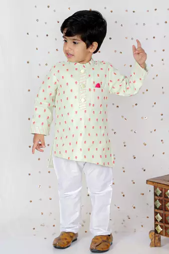 Thread Embroidered Kurta And White Pyjama