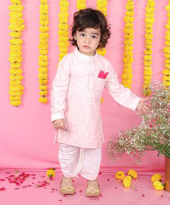 Floral Thread Embroidered Pink Kurta With Dhoti 1
