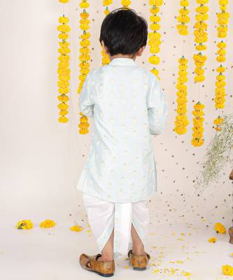 Thread Embroidered Ice Blue Kurta With Dhoti 4
