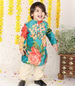 Velvet Floral Printed Kurta With Pyjama