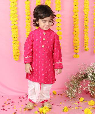 Pink Floral Thread And Sequin Work Kurta And Dhoti 1