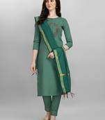 Green embroidered cotton salwar