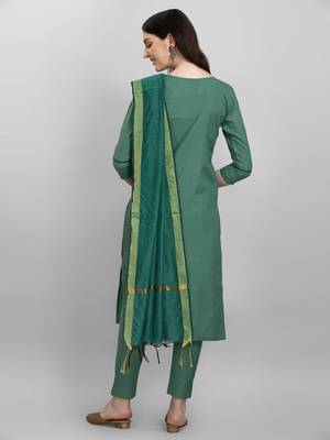 Green embroidered cotton salwar 2