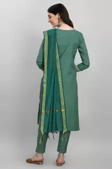 Green embroidered cotton salwar