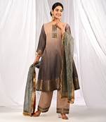 Shaded Brown Tones  Pure Chanderi  A Linr  Kurta Sets